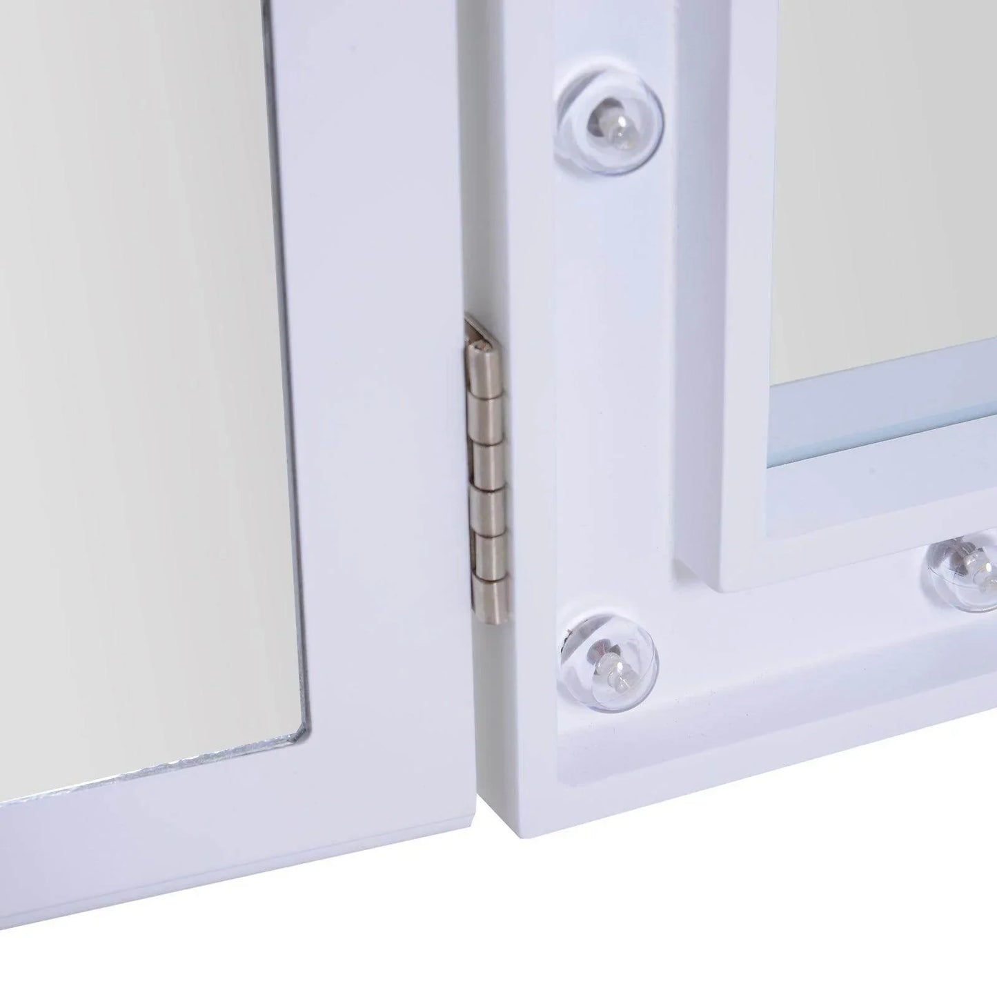 HOMCOM LED Trifold Vanity Mirror - White - ALL4U RETAILER LTD