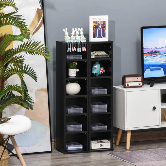 HOMCOM Media Display Shelf Unit - Set of 2 DVD Towers - ALL4U RETAILER LTD