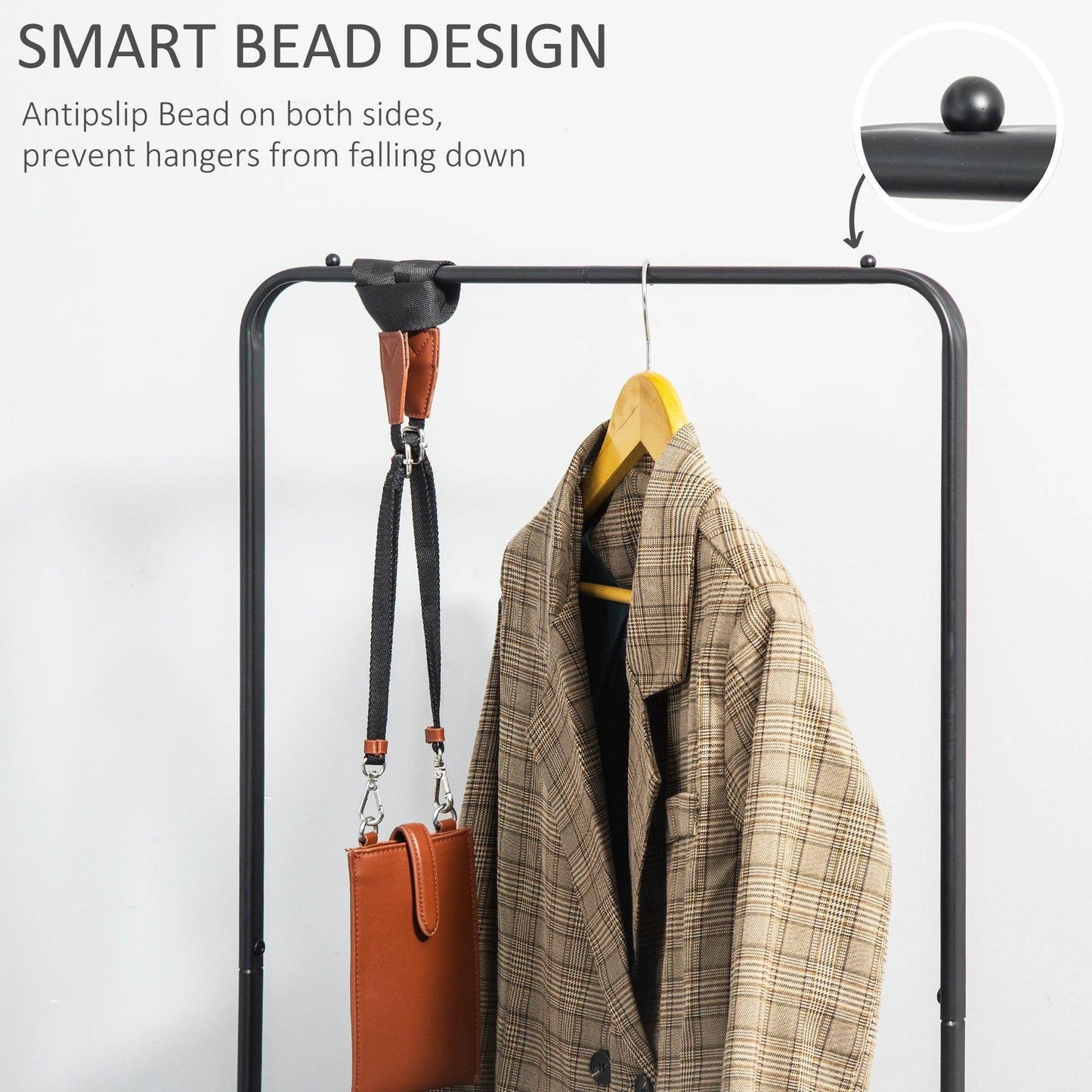 HOMCOM Metal Clothes Rack with Shoe Storage - ALL4U RETAILER LTD