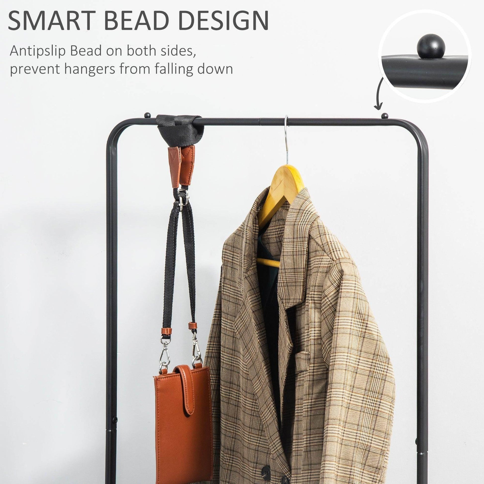 HOMCOM Metal Clothes Rack with Shoe Storage - ALL4U RETAILER LTD