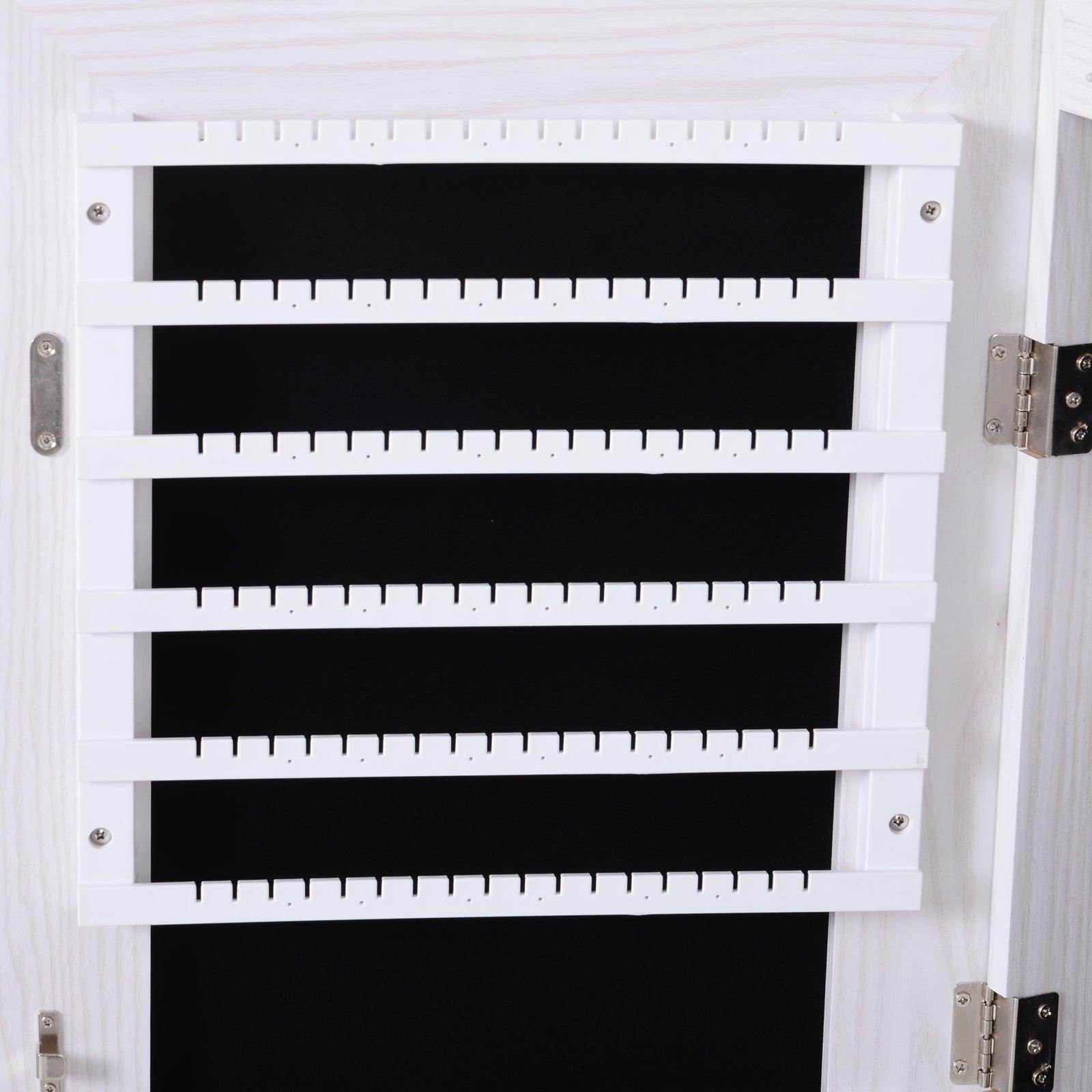 HOMCOM Mirrored Jewelry Cabinet with LED Lights - White - ALL4U RETAILER LTD