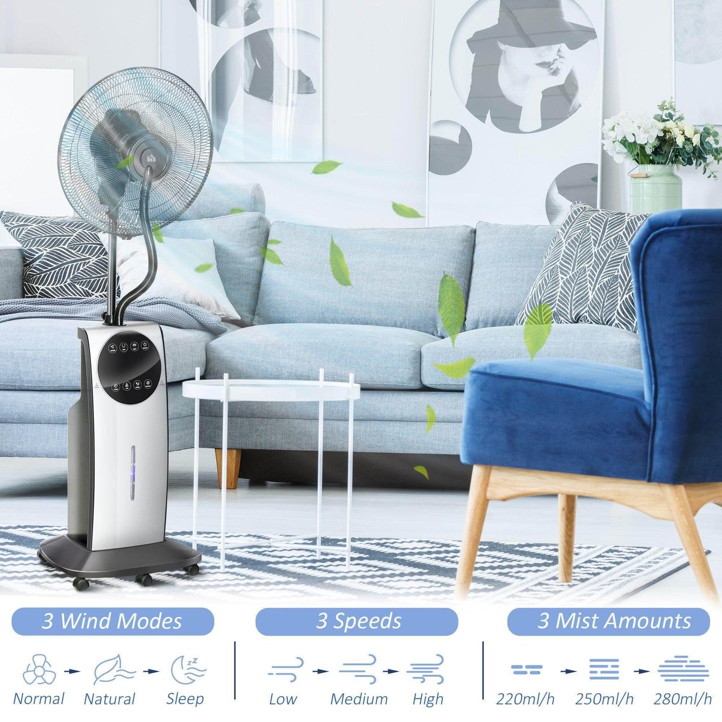 HOMCOM Mist Fan with Mosquito Killer - ALL4U RETAILER LTD