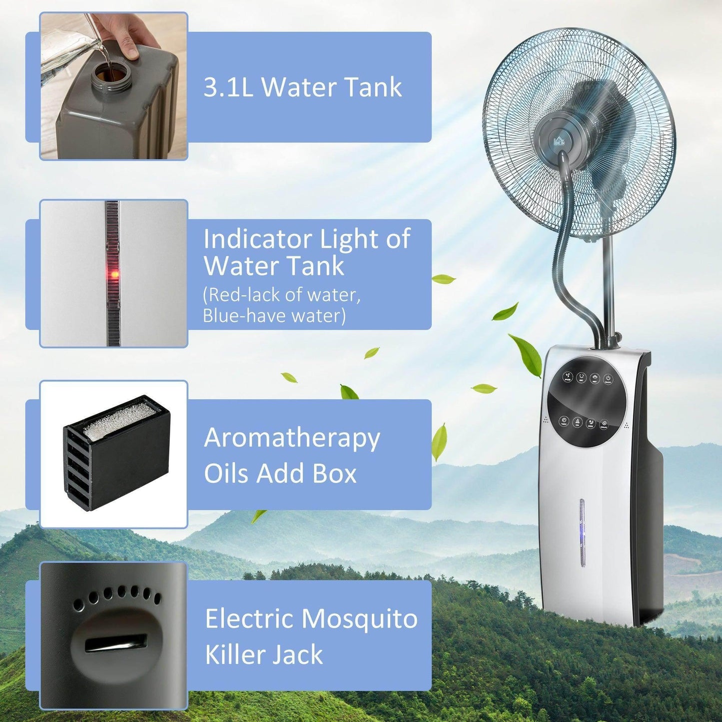 HOMCOM Mist Fan with Mosquito Killer - ALL4U RETAILER LTD