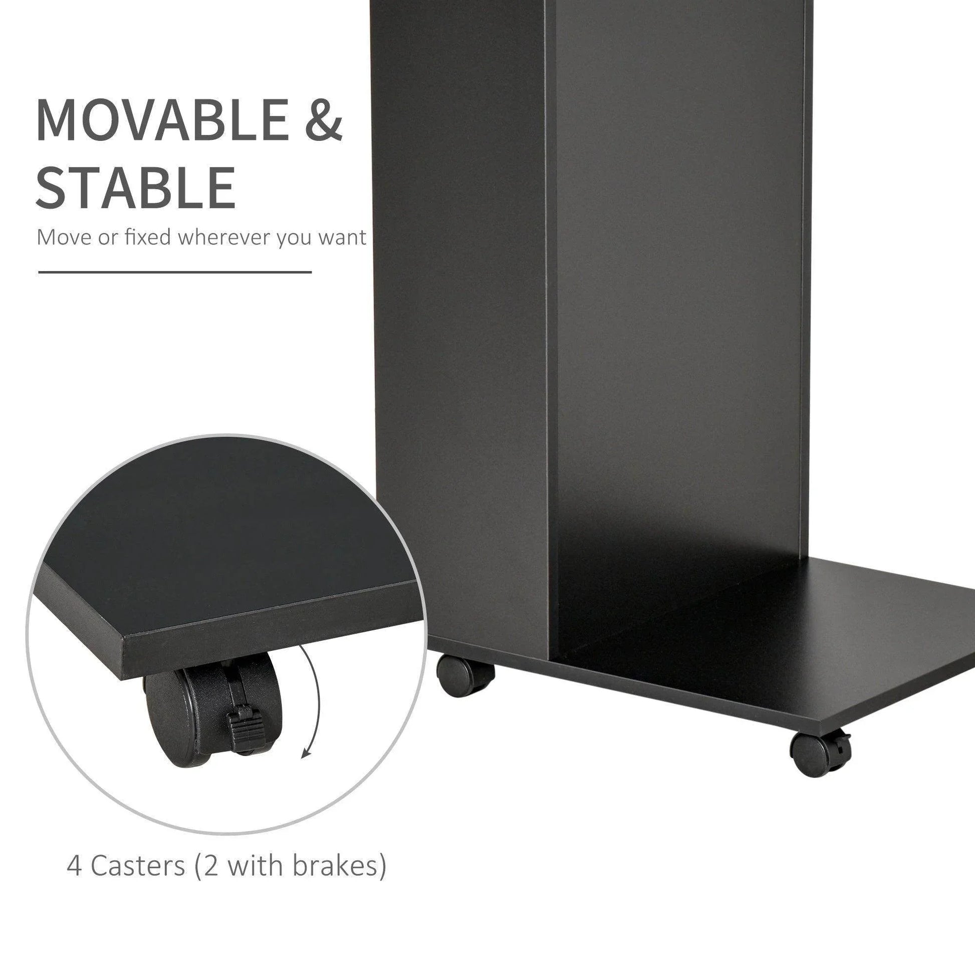 HOMCOM Mobile C-Shape End Table with Storage and Casters - ALL4U RETAILER LTD