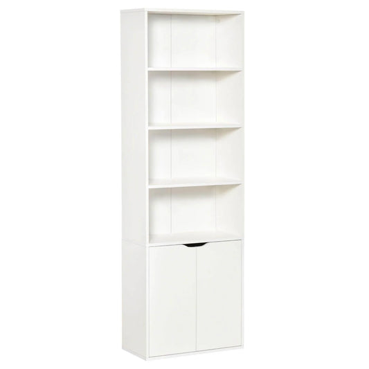 HOMCOM Modern 2-Door Tall Bookcase - White - ALL4U RETAILER LTD