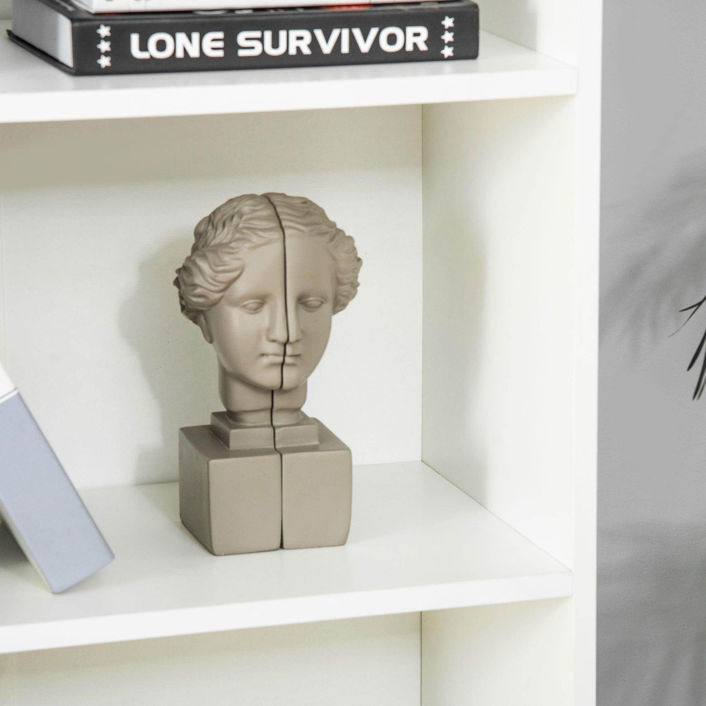 HOMCOM Modern 2-Door Tall Bookcase - White - ALL4U RETAILER LTD