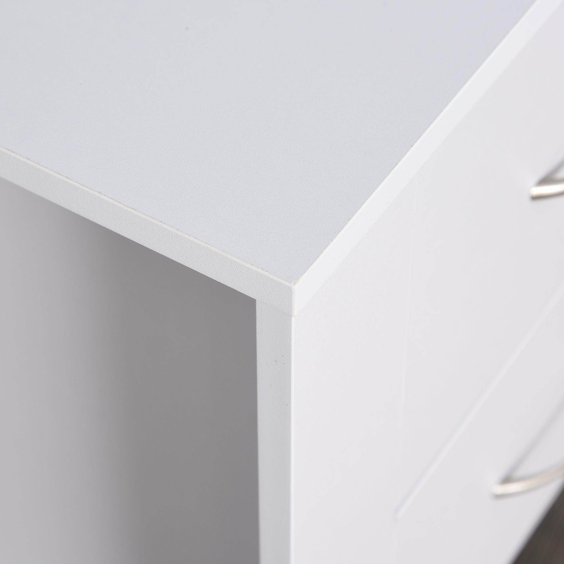 HOMCOM Modern 2-Drawer Bedside Table - White - ALL4U RETAILER LTD