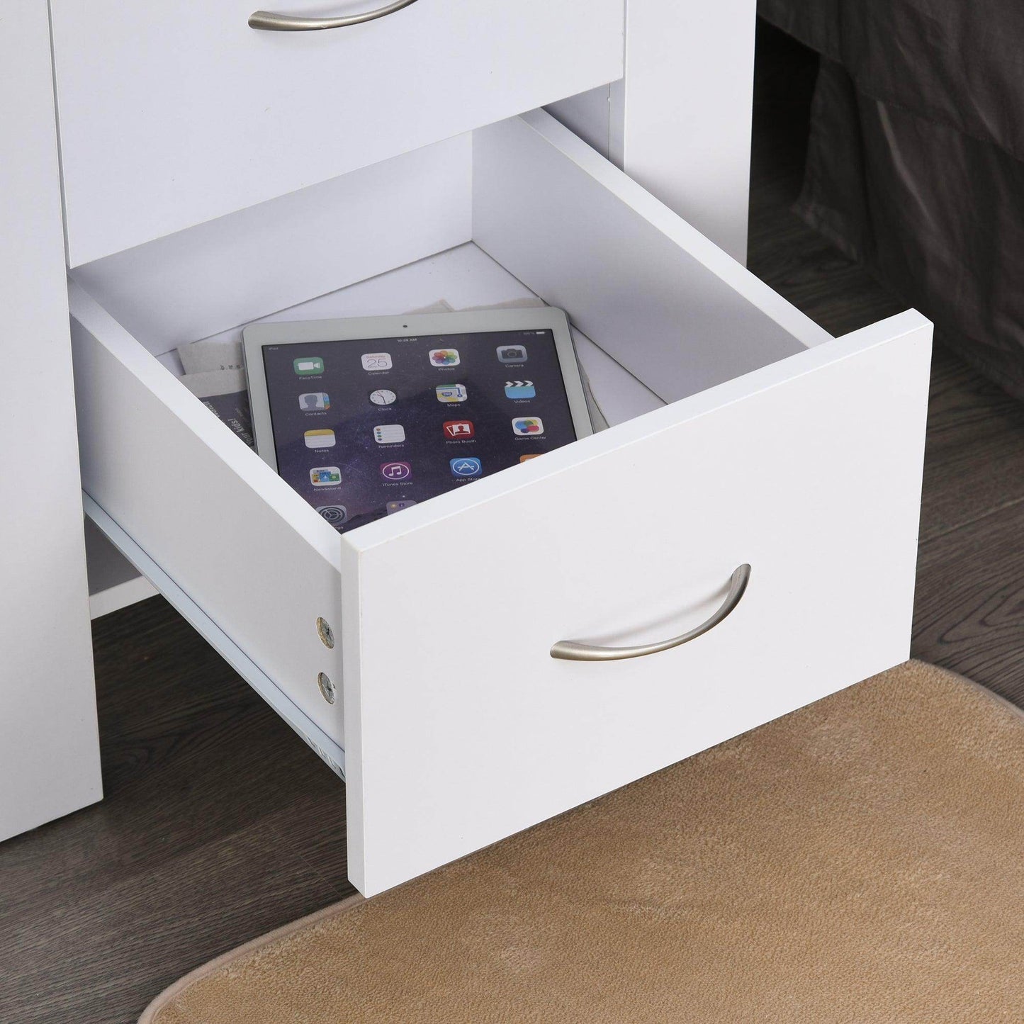 HOMCOM Modern 2-Drawer Bedside Table - White - ALL4U RETAILER LTD