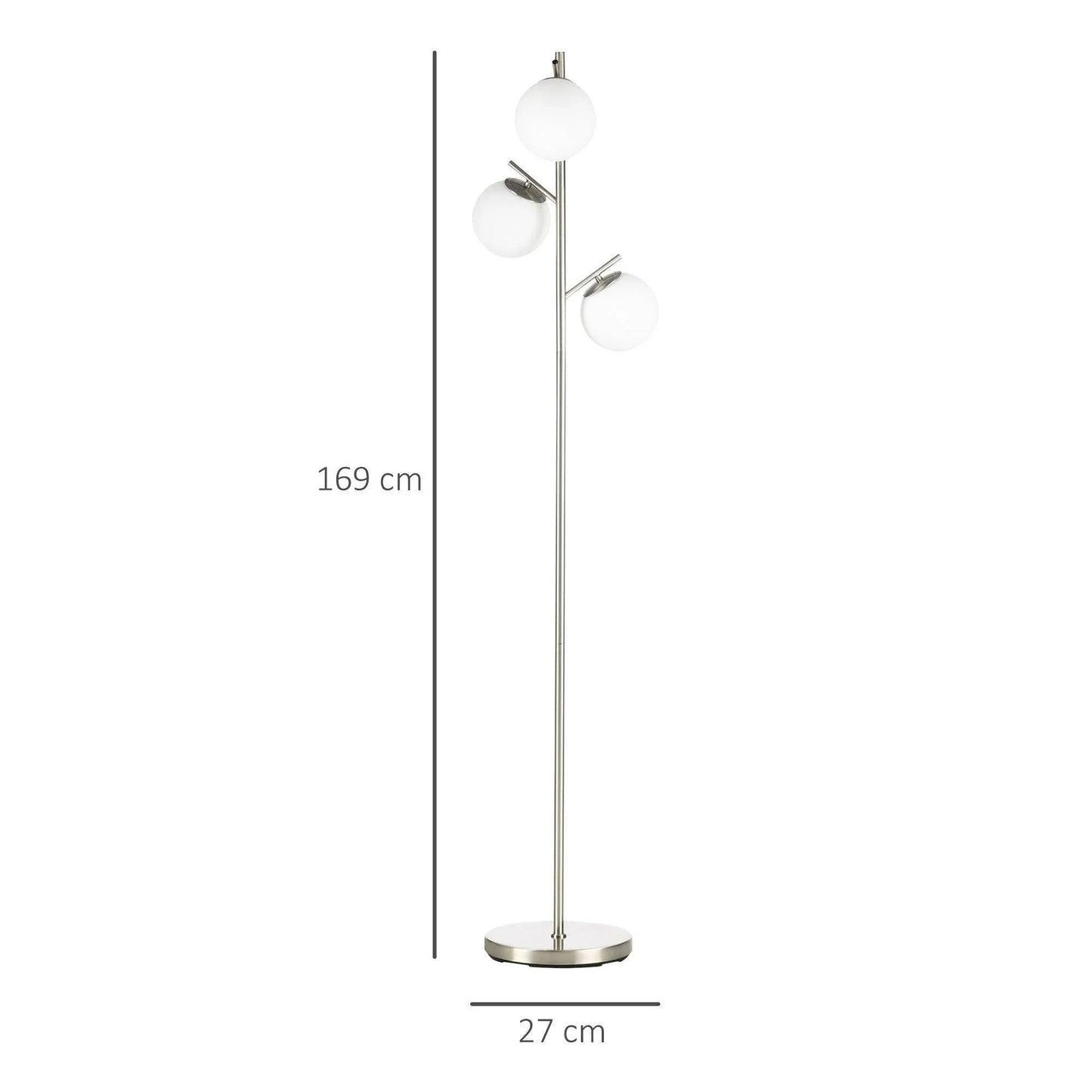 HOMCOM Modern 3-Light Tree Floor Lamp - Silver - ALL4U RETAILER LTD