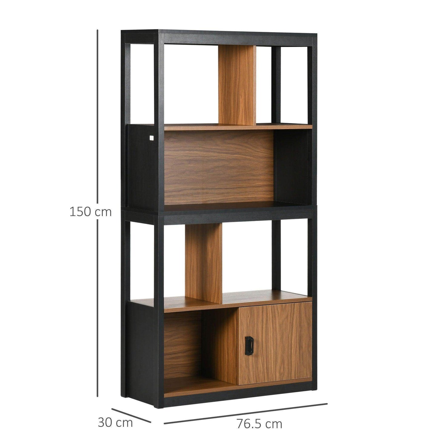 HOMCOM Modern 4-Tier Bookshelf with Cabinet - ALL4U RETAILER LTD