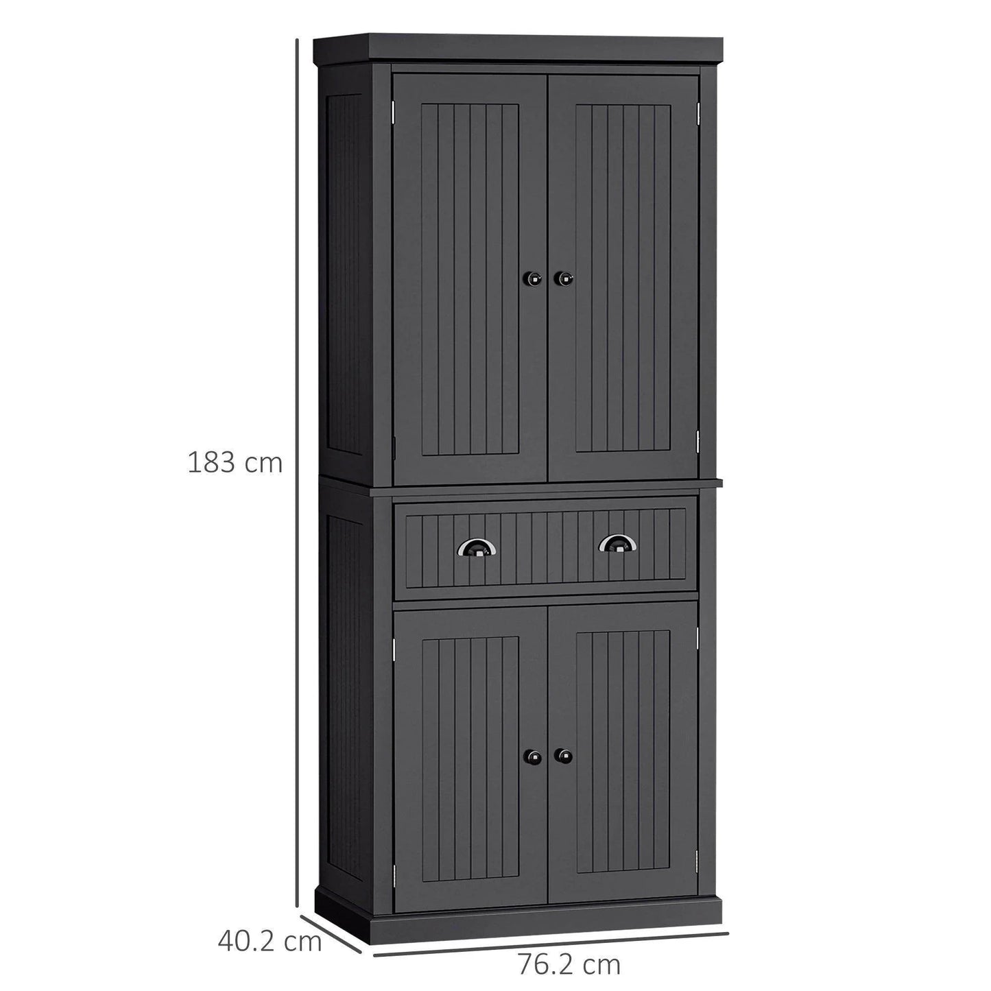 HOMCOM Modern Black Kitchen Storage Cabinet with Drawer - ALL4U RETAILER LTD