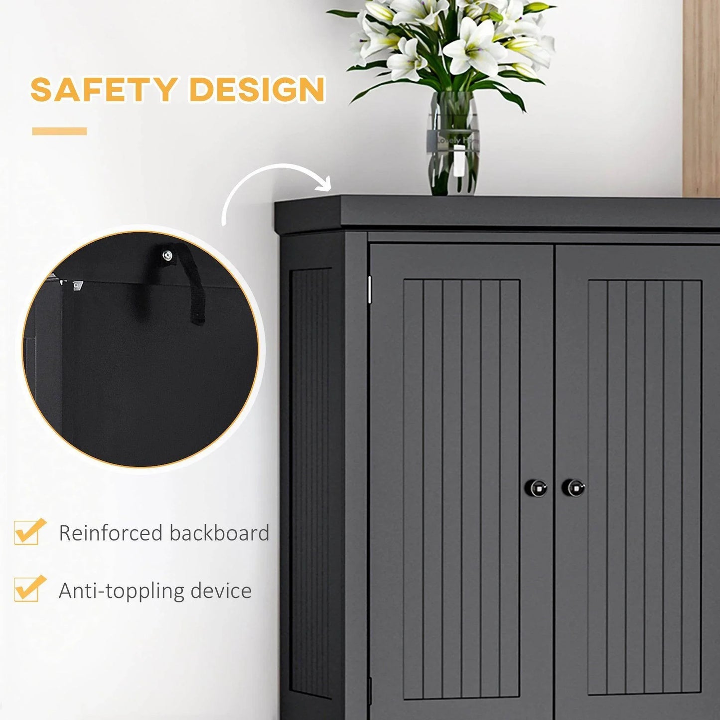 HOMCOM Modern Black Kitchen Storage Cabinet with Drawer - ALL4U RETAILER LTD