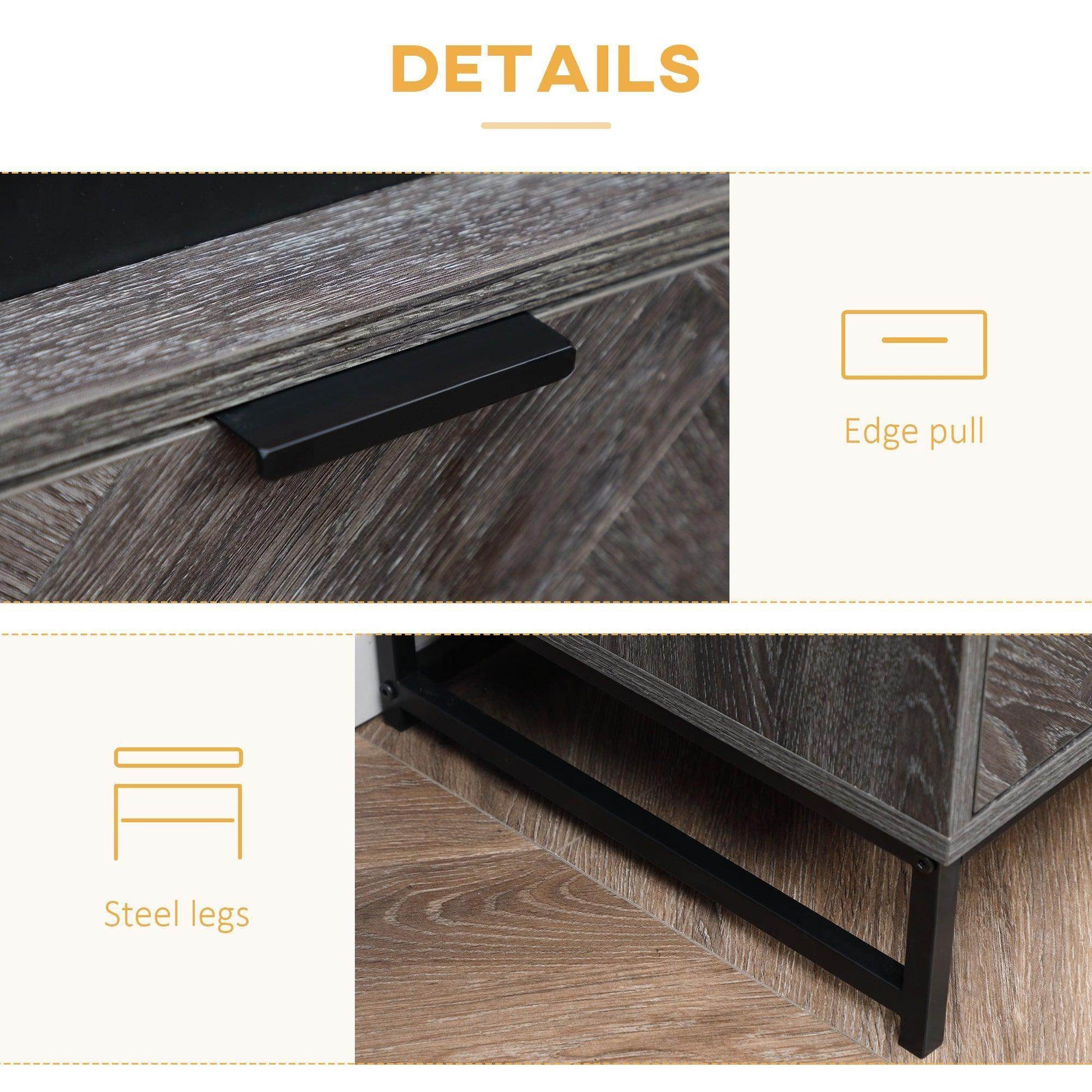 HOMCOM Modern Dark Grey Bedside Table with Drawer and Shelf - ALL4U RETAILER LTD