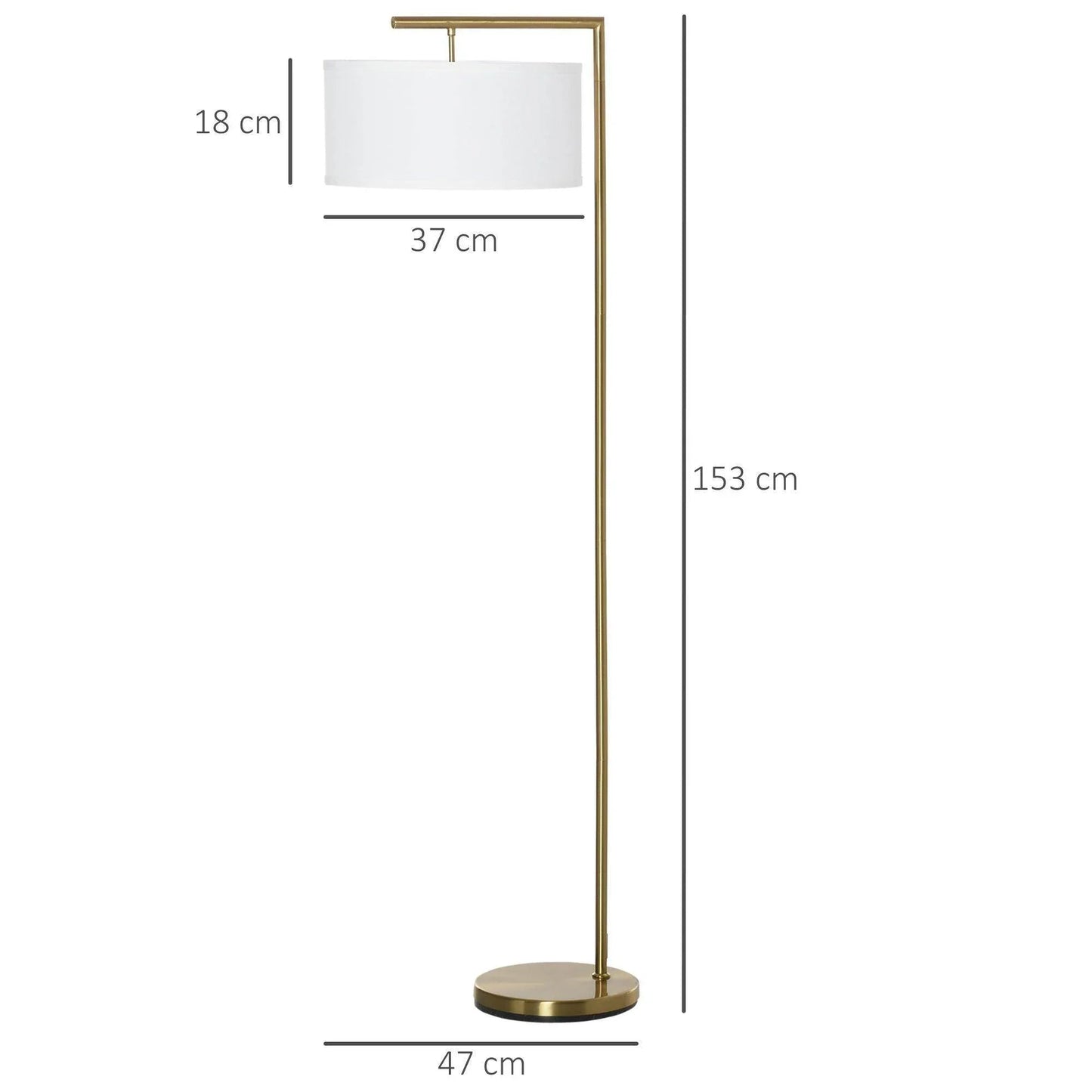 HOMCOM Modern Gold Floor Lamp with White Linen Shade - ALL4U RETAILER LTD