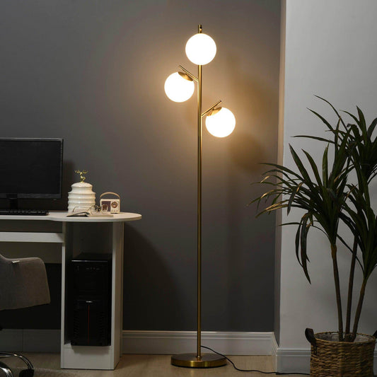 HOMCOM Modern Gold Tone Tree Floor Lamp - ALL4U RETAILER LTD