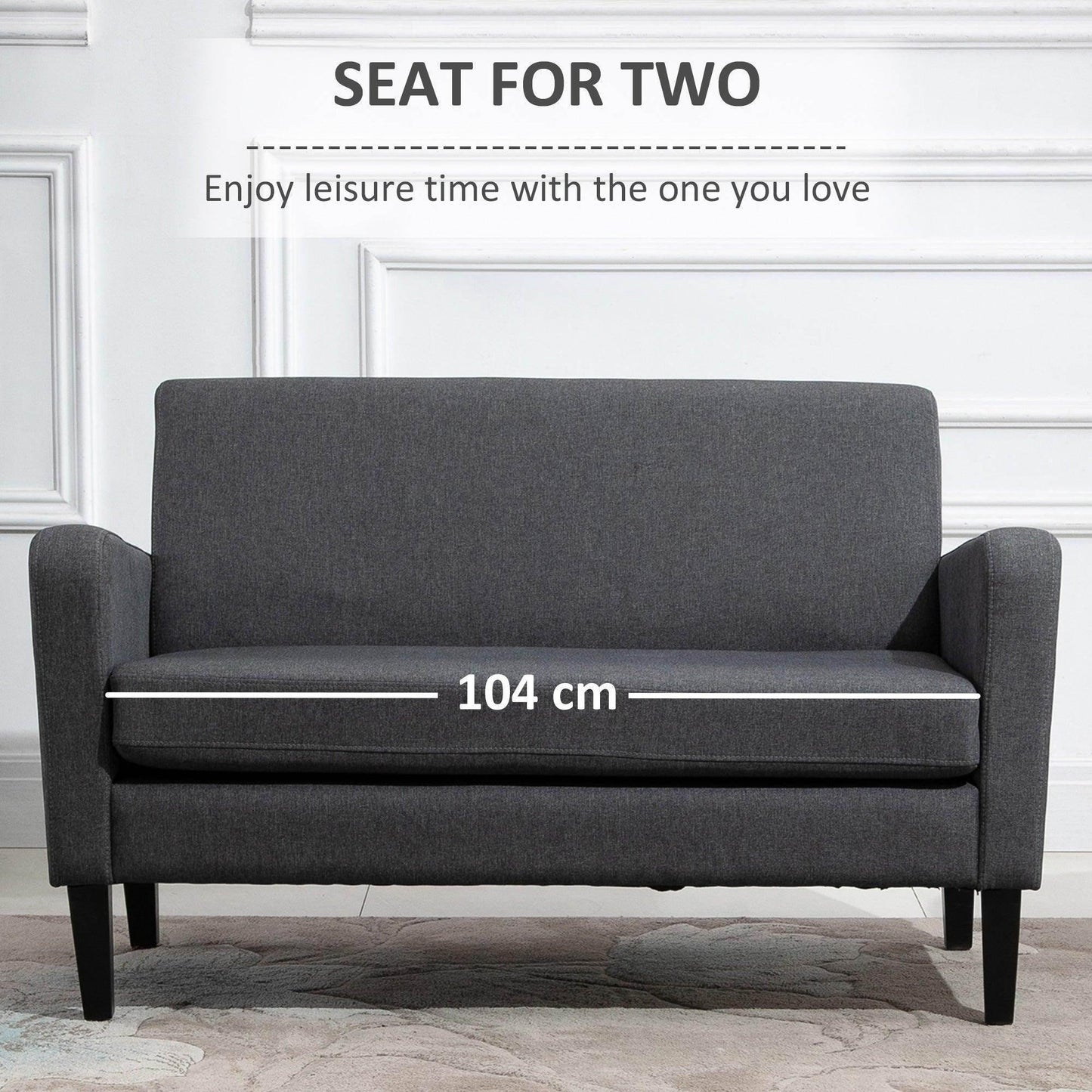 HOMCOM Modern Grey 2-Seat Sofa with Thick Cushion - ALL4U RETAILER LTD