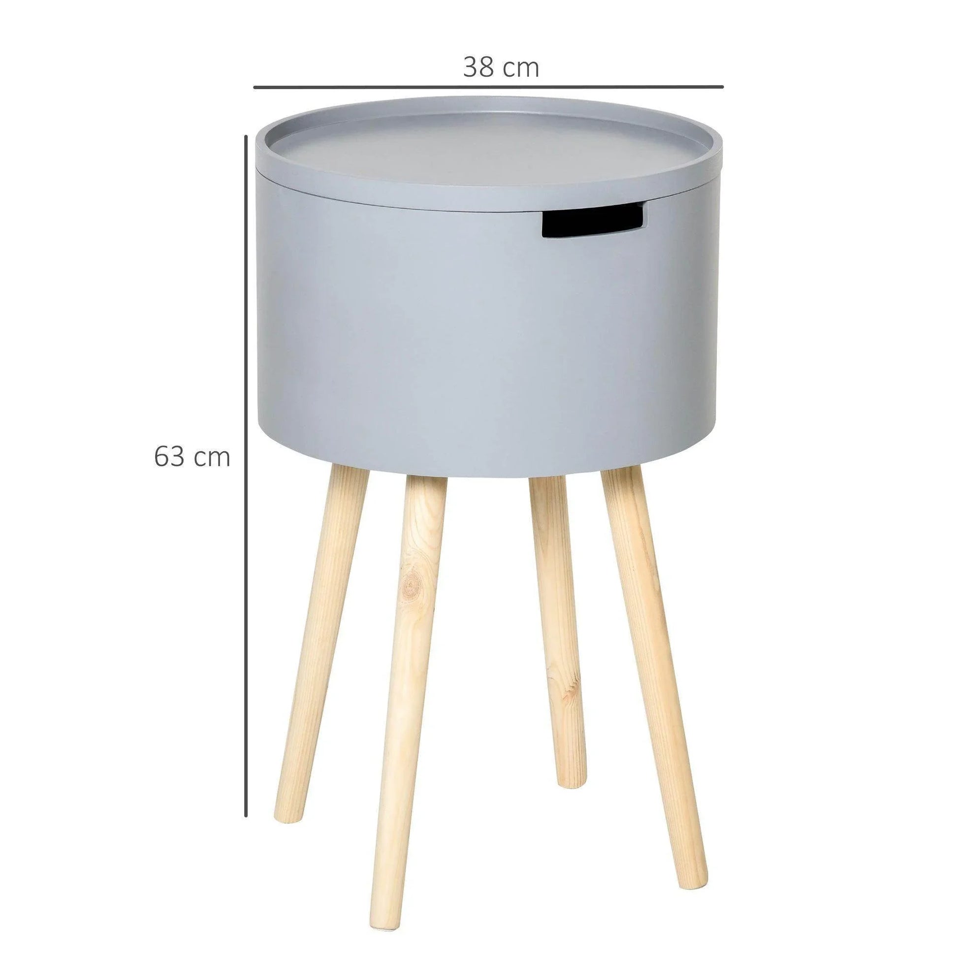 HOMCOM Modern Grey Side Table with Hidden Storage - ALL4U RETAILER LTD