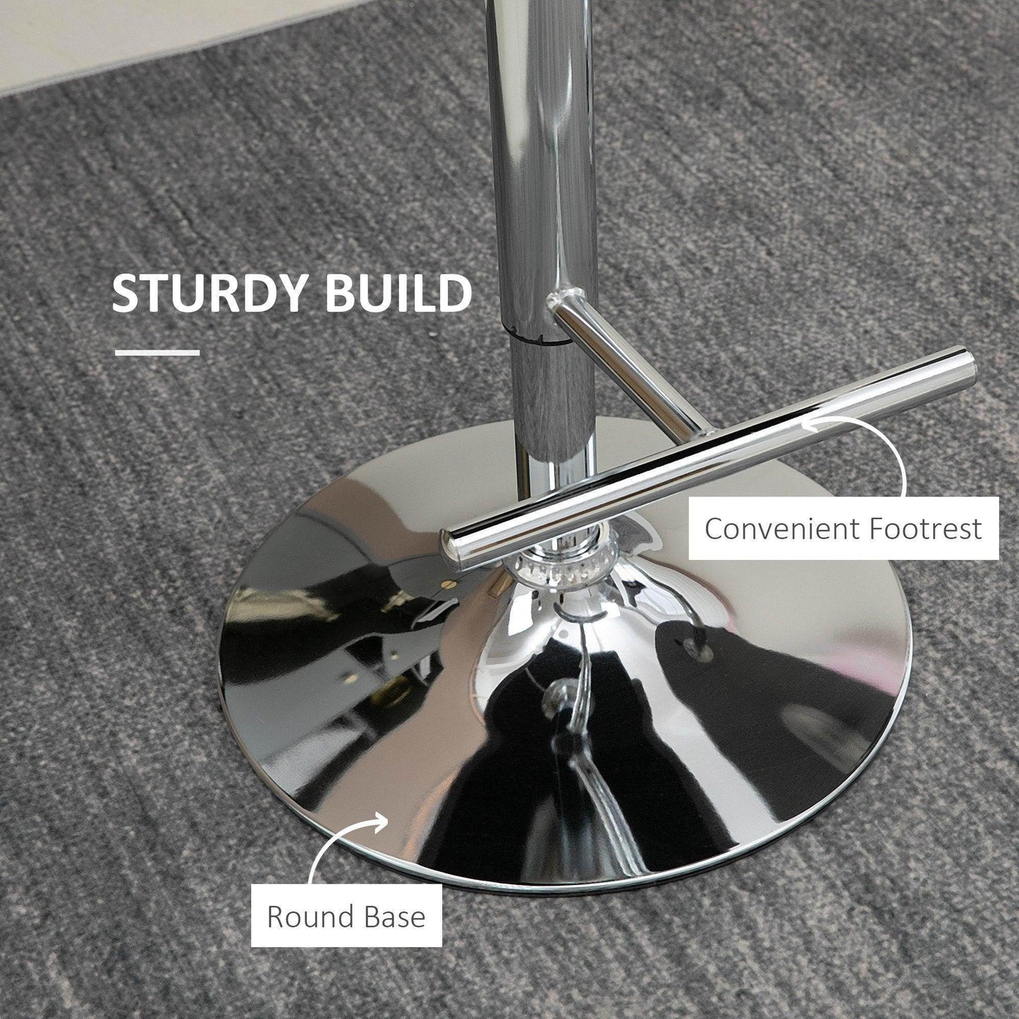 HOMCOM Modern Grey Velvet Bar Stools with Swivel - ALL4U RETAILER LTD