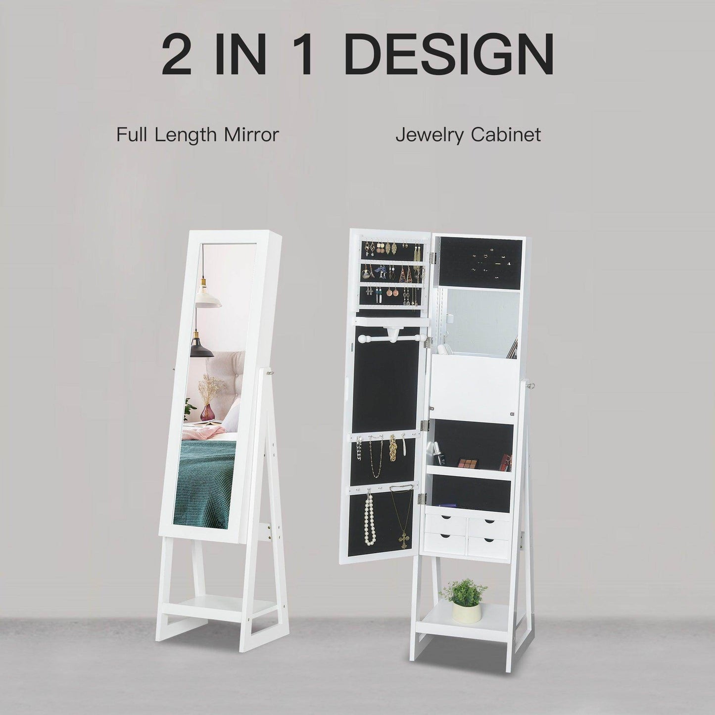 HOMCOM Modern Jewelry Storage Armoire - ALL4U RETAILER LTD