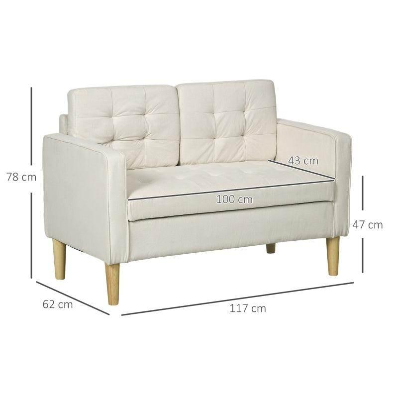 HOMCOM Modern Loveseat Sofa - Compact 2 Seater with Hidden Storage - ALL4U RETAILER LTD
