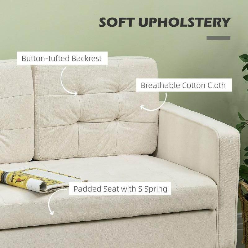 HOMCOM Modern Loveseat Sofa - Compact 2 Seater with Hidden Storage - ALL4U RETAILER LTD