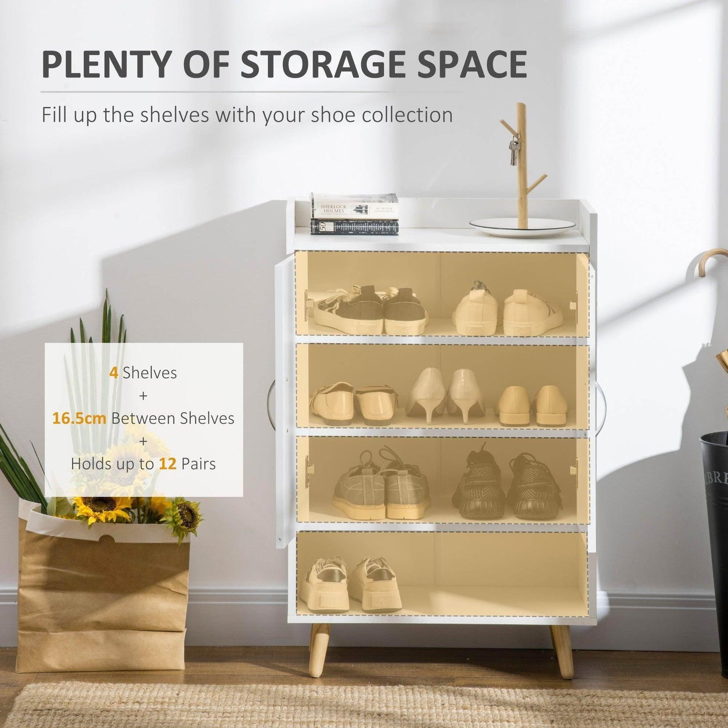 HOMCOM Modern Shoe Cabinet Storage Organiser - ALL4U RETAILER LTD