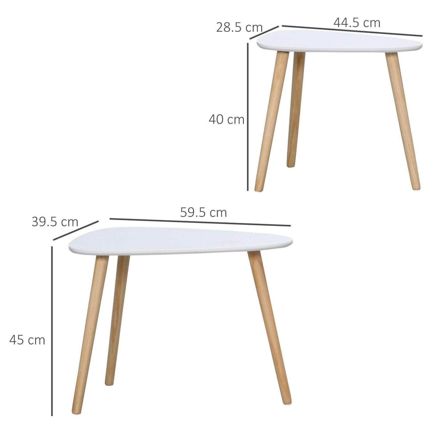 HOMCOM Modern White Side Tables - Set of 2 - ALL4U RETAILER LTD
