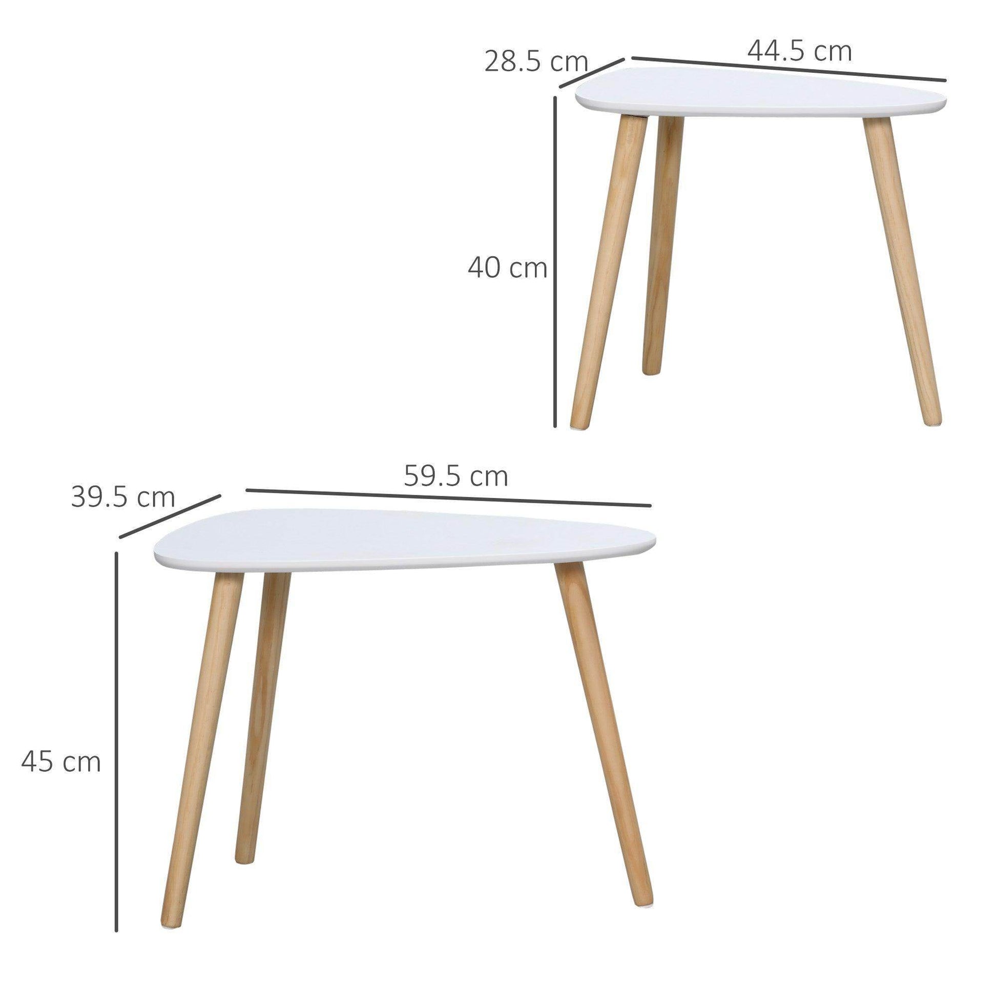 HOMCOM Modern White Side Tables - Set of 2 - ALL4U RETAILER LTD