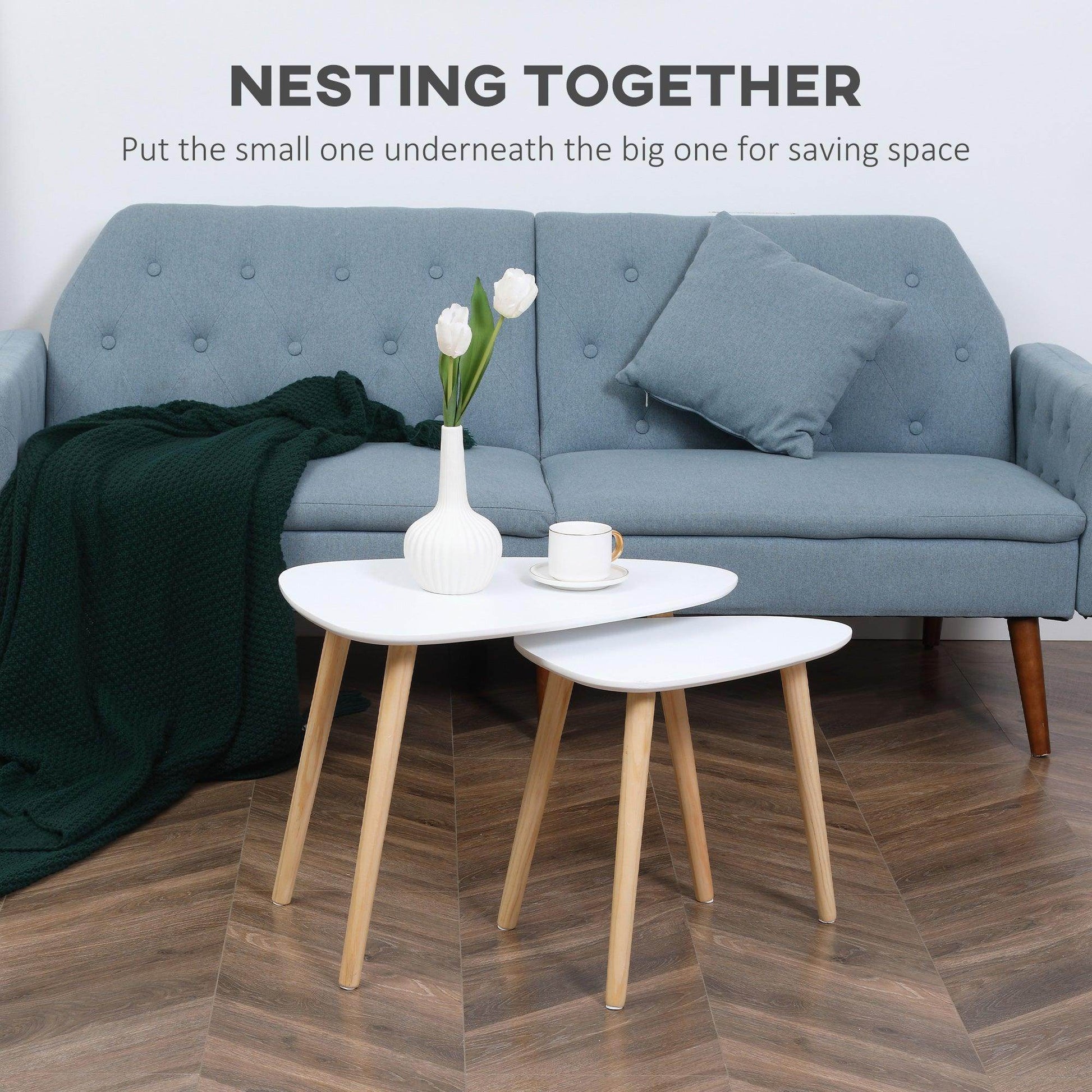 HOMCOM Modern White Side Tables - Set of 2 - ALL4U RETAILER LTD