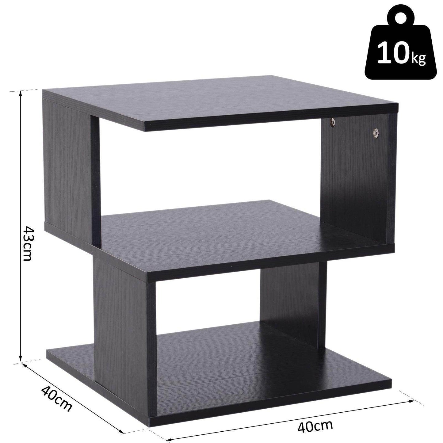 HOMCOM Modern Wood Coffee Side Table with Storage Shelf - Black - ALL4U RETAILER LTD