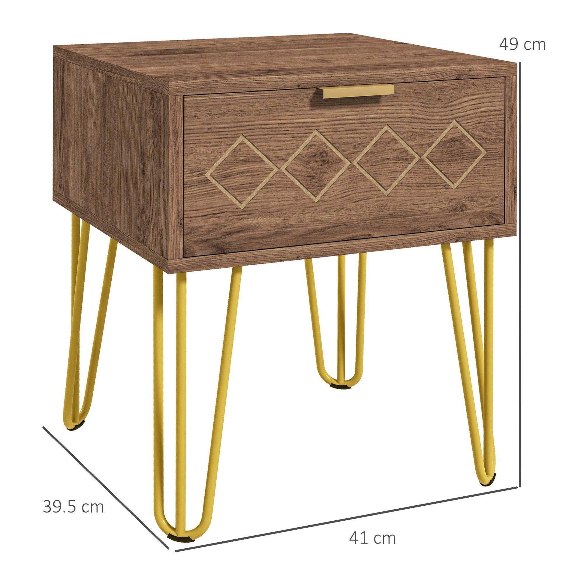 HOMCOM Modern Wooden Bedside Table with Drawer - ALL4U RETAILER LTD