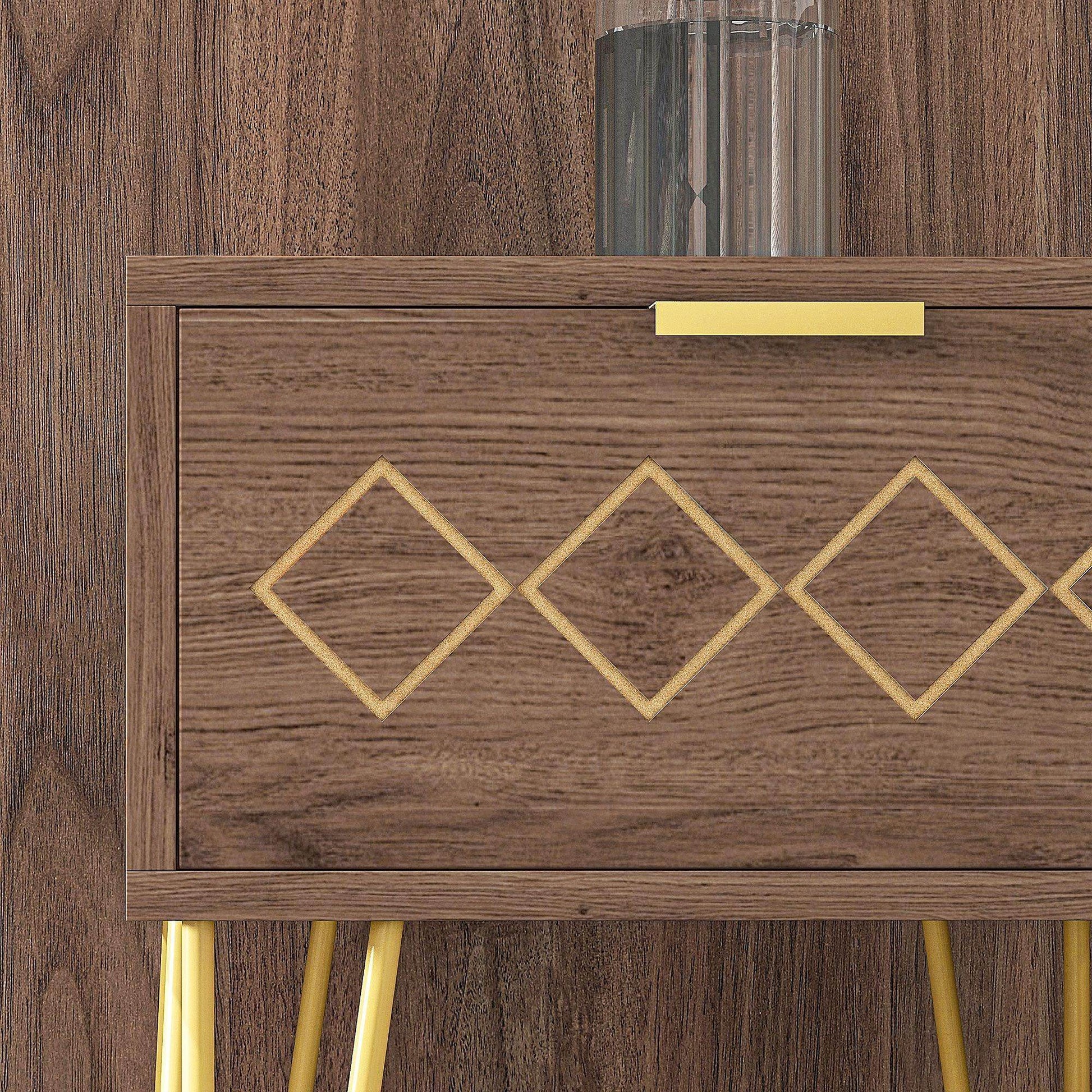 HOMCOM Modern Wooden Bedside Table with Drawer - ALL4U RETAILER LTD