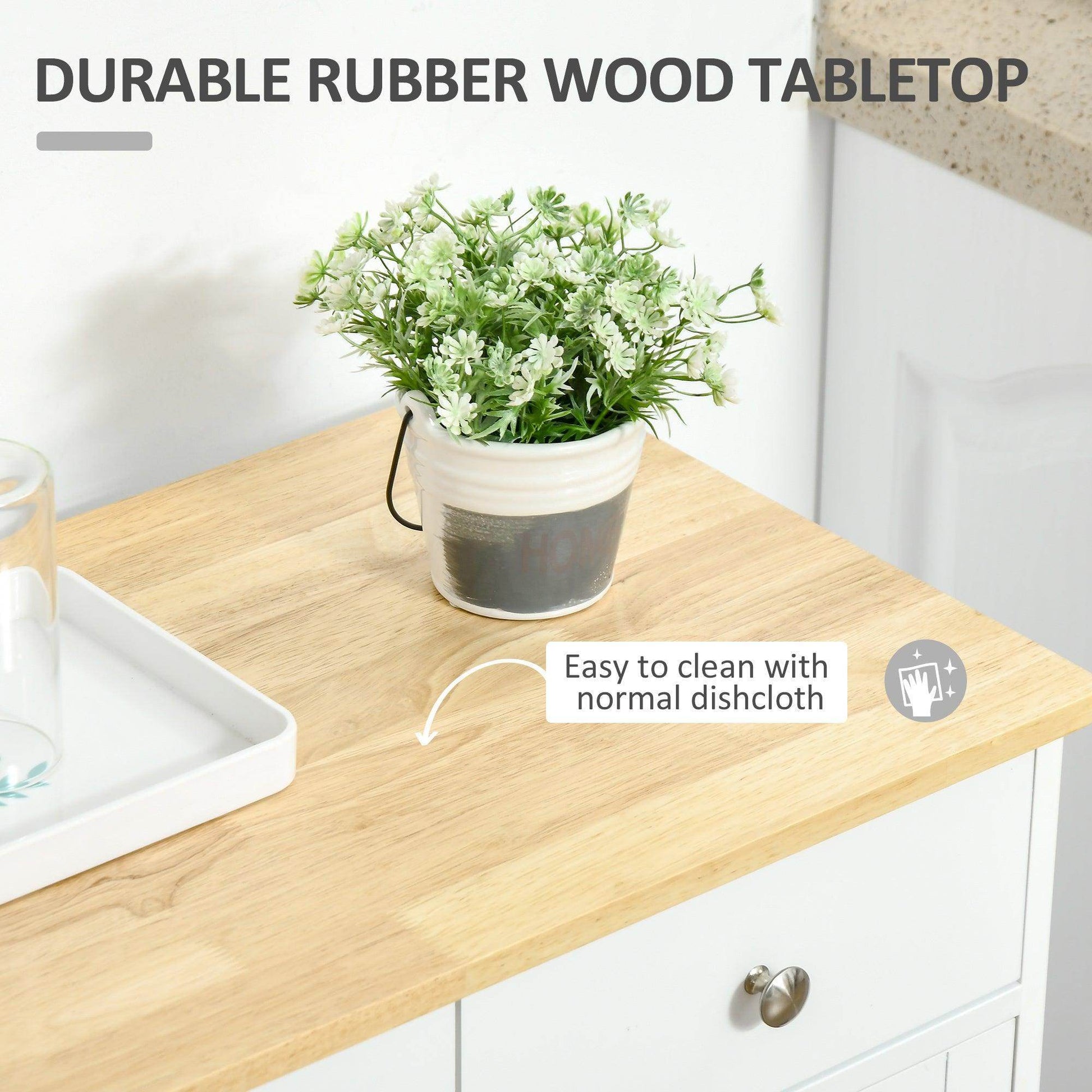 HOMCOM Multi-use Sideboard Table with Wood Top - ALL4U RETAILER LTD