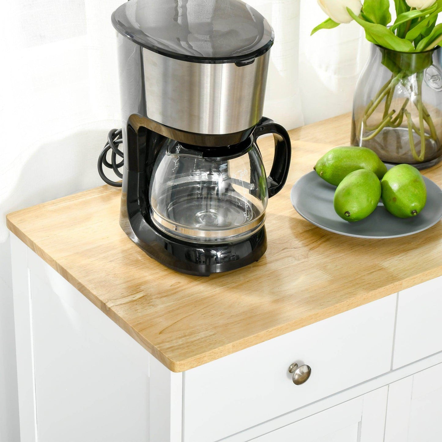 HOMCOM Multi-use Sideboard Table with Wood Top - ALL4U RETAILER LTD