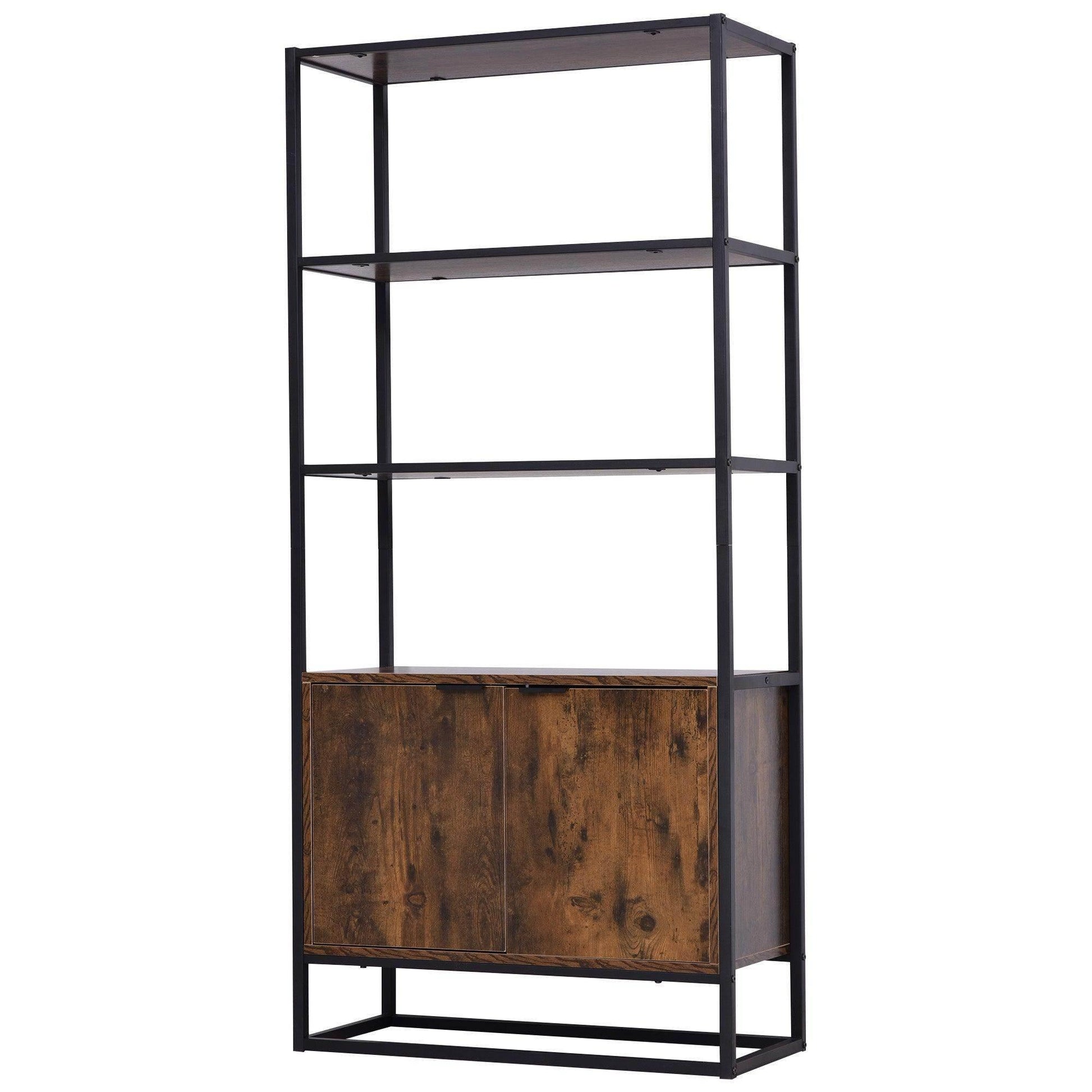 HOMCOM Multifunctional Rustic Brown Storage Cabinet - 3 Shelves - ALL4U RETAILER LTD