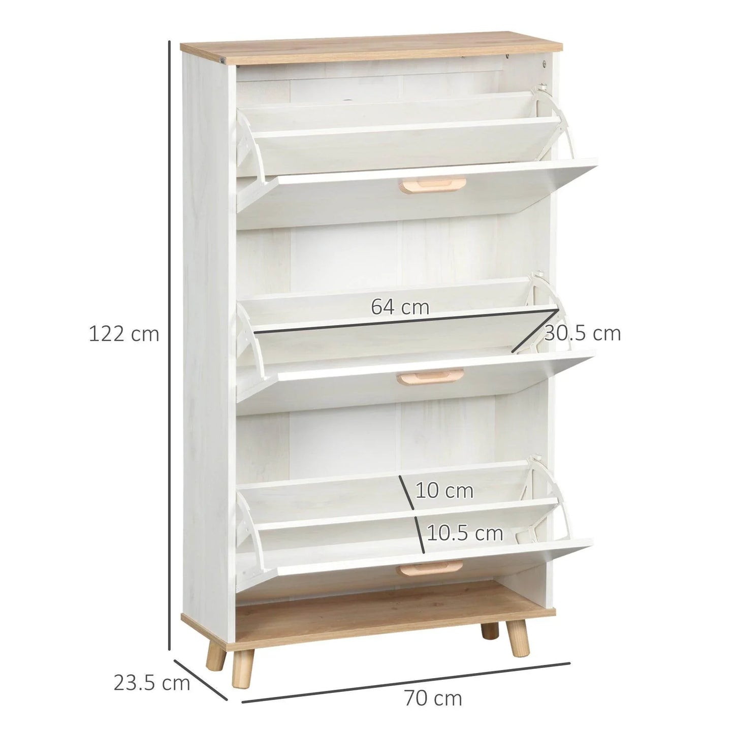 HOMCOM Narrow Shoe Cabinet with 3 Drawers - Easy Storage - ALL4U RETAILER LTD