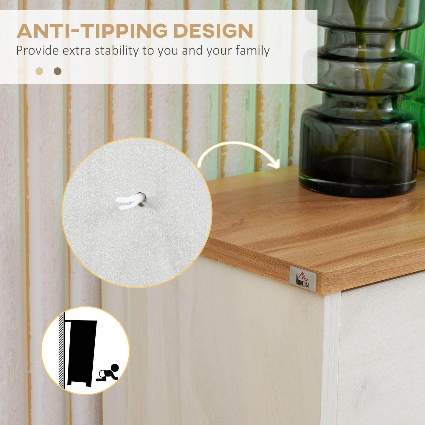 HOMCOM Narrow Shoe Cabinet with 3 Drawers - Easy Storage - ALL4U RETAILER LTD