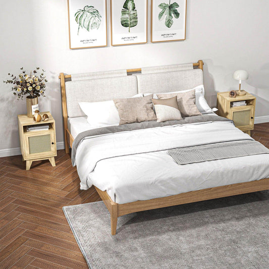 HOMCOM Natural Rattan Element Bedside Table 39x35x60cm - ALL4U RETAILER LTD