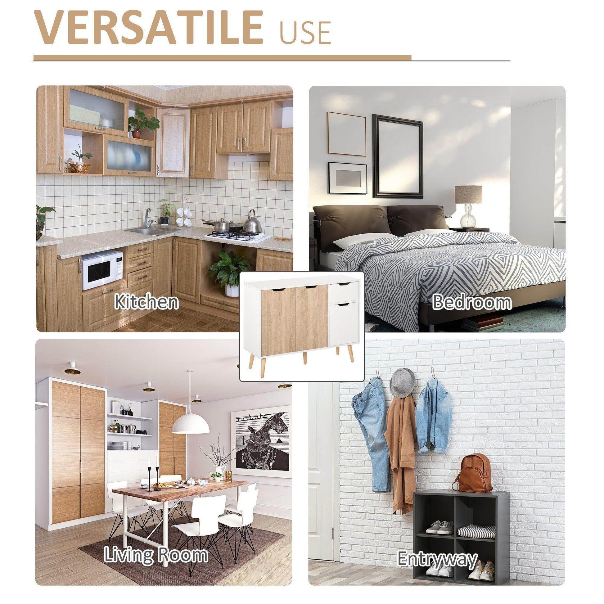 HOMCOM Natural Sideboard Storage Cabinet - ALL4U RETAILER LTD