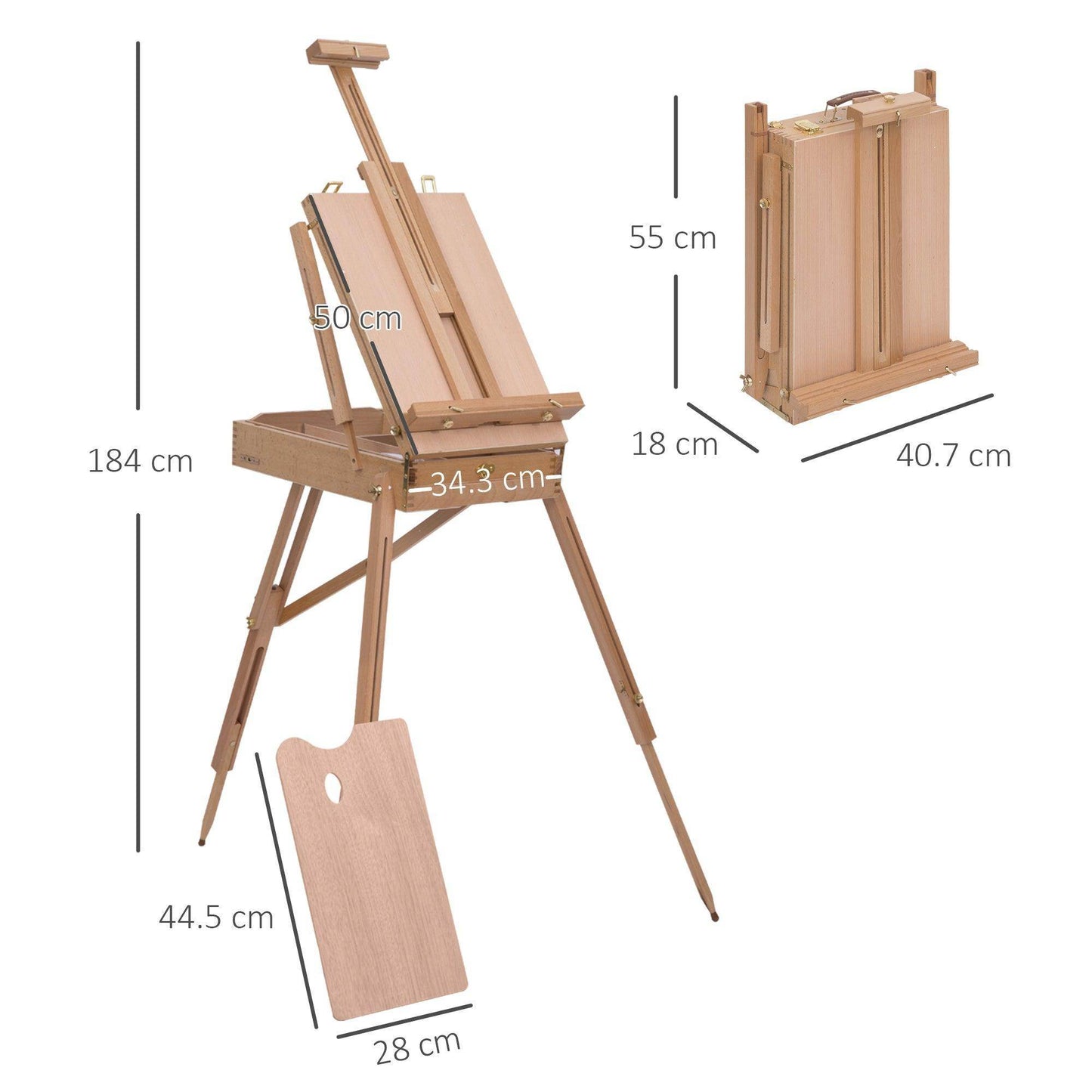 HOMCOM Natural Wood Art Easel - ALL4U RETAILER LTD