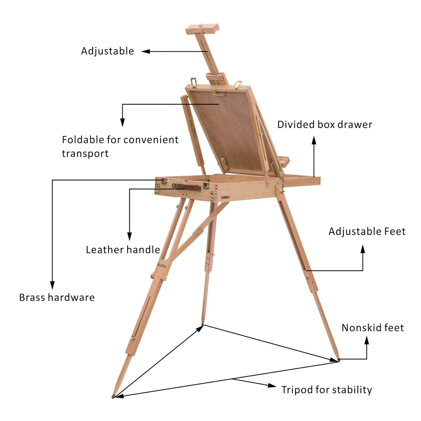 HOMCOM Natural Wood Art Easel - ALL4U RETAILER LTD