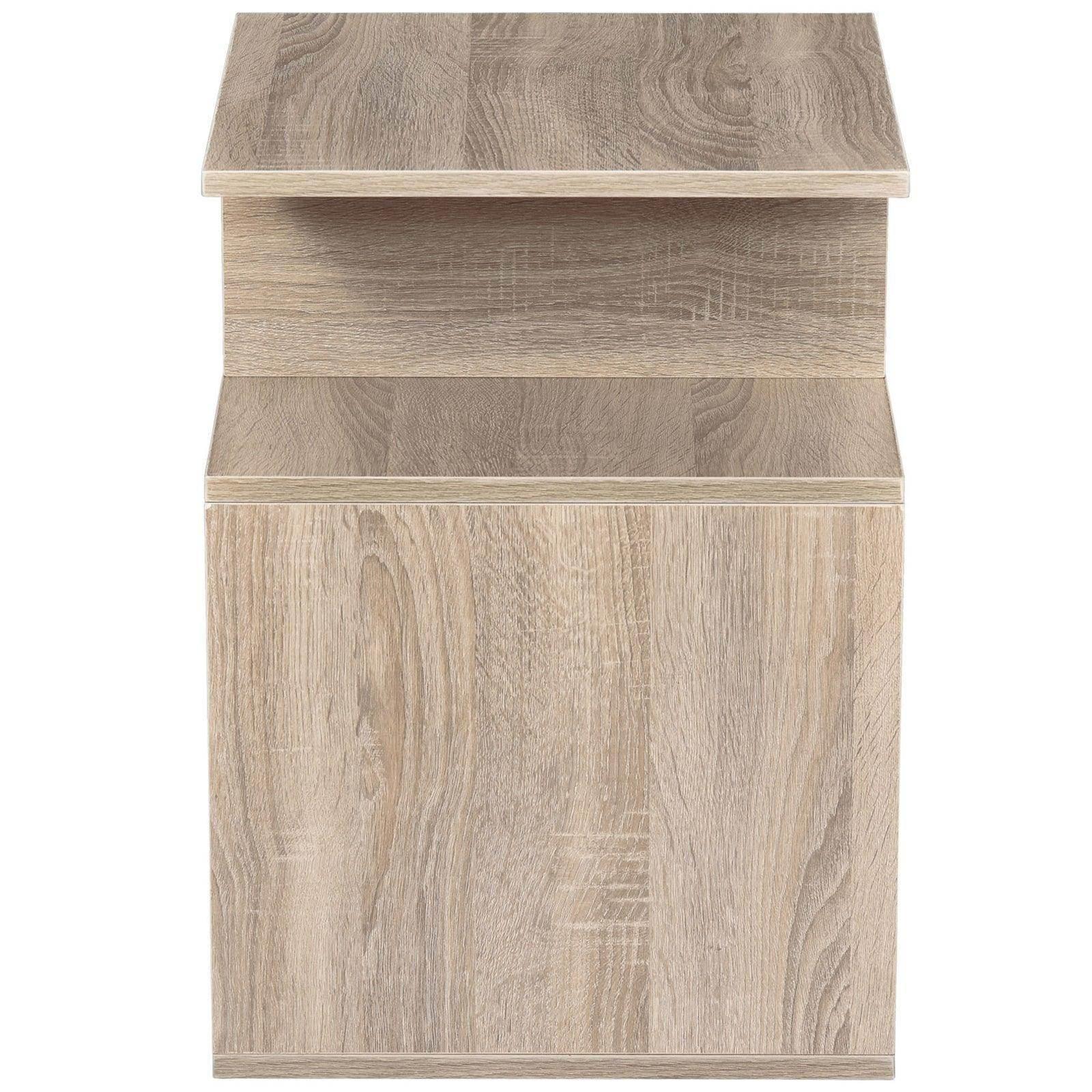HOMCOM Oak Tone 3-Tier Side Table with Storage - ALL4U RETAILER LTD