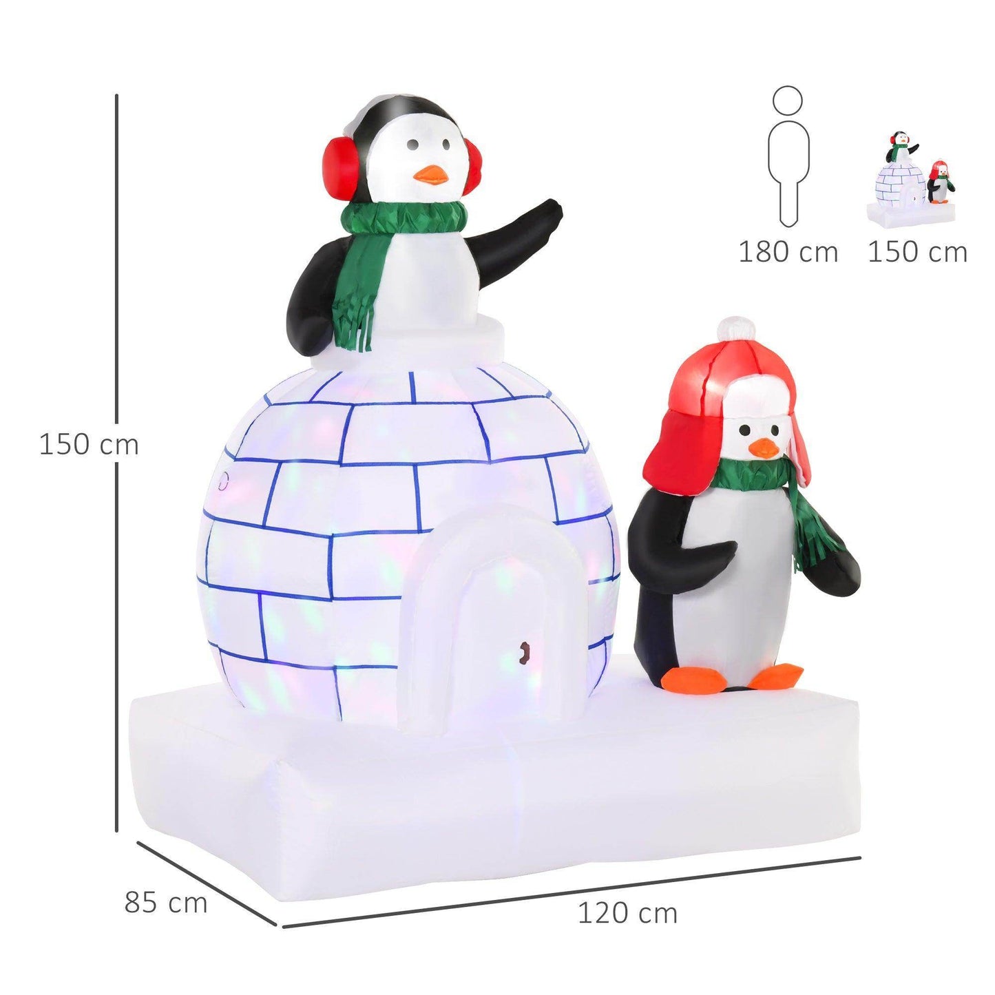 HOMCOM Penguin Pair in Scarf 1.5m Christmas Inflatable - ALL4U RETAILER LTD