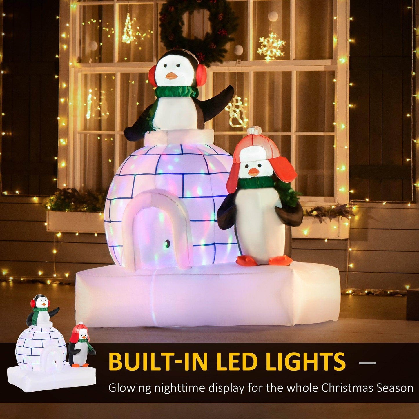 HOMCOM Penguin Pair in Scarf 1.5m Christmas Inflatable - ALL4U RETAILER LTD