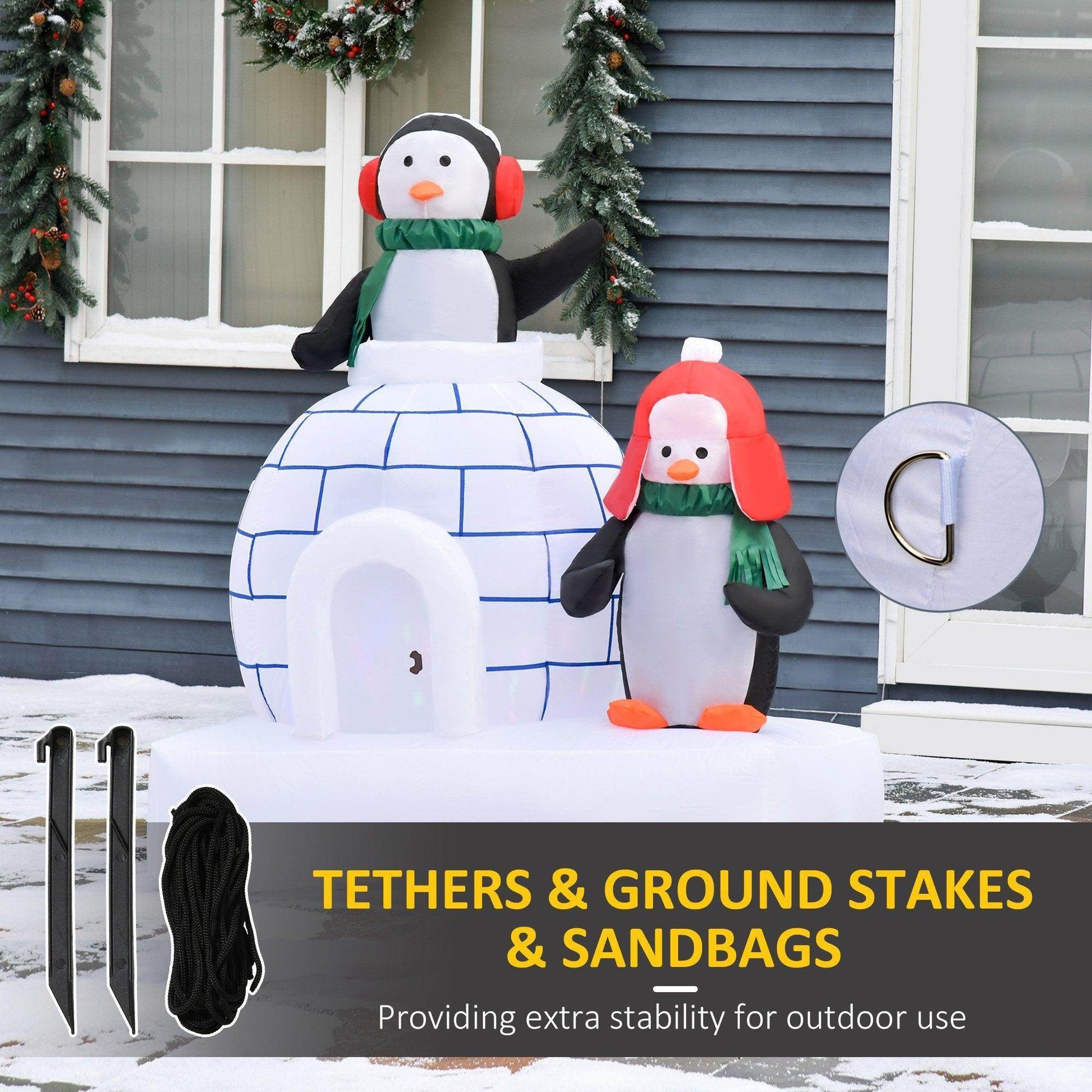 HOMCOM Penguin Pair in Scarf 1.5m Christmas Inflatable - ALL4U RETAILER LTD