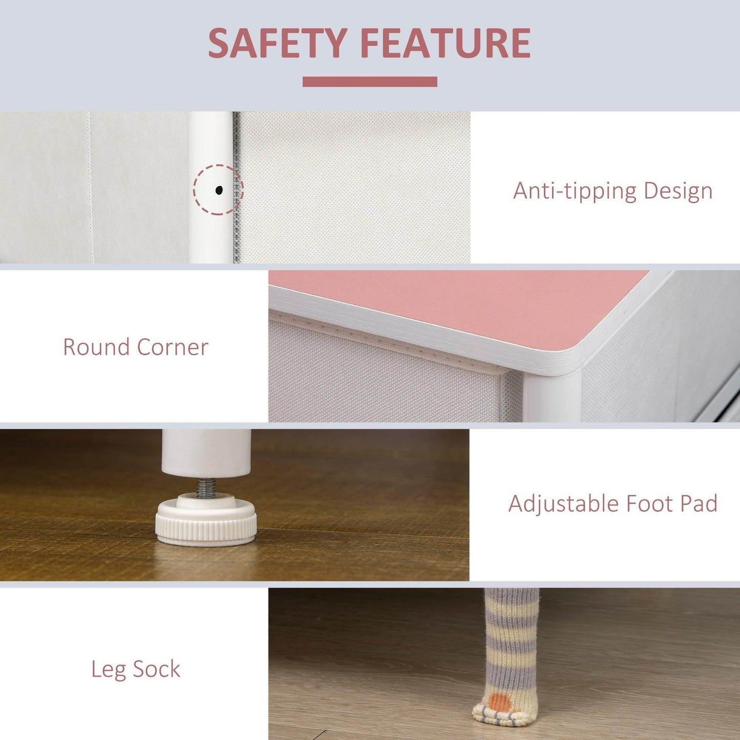 HOMCOM Pink 6-Drawer Cloth Organiser for Kids Room - ALL4U RETAILER LTD