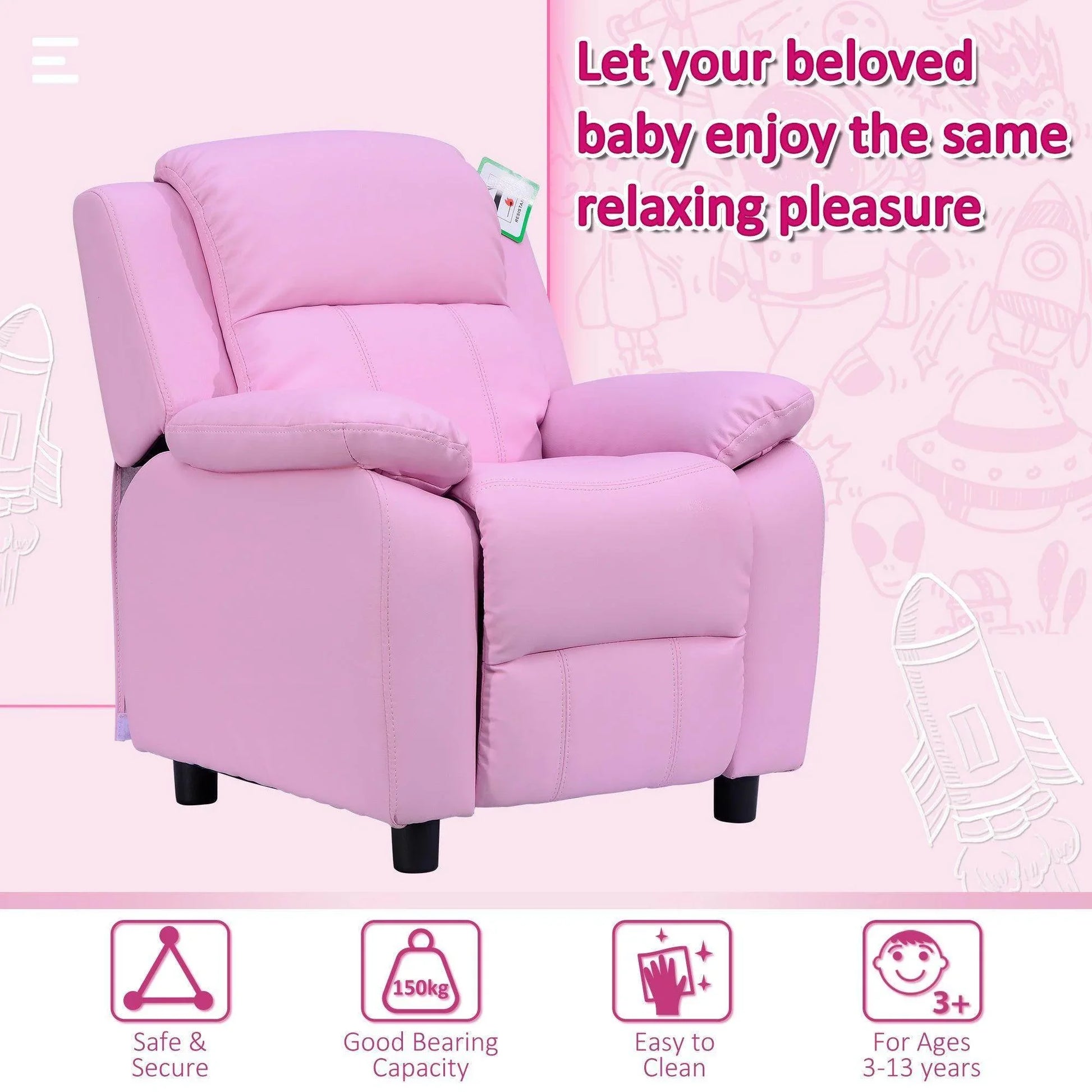 HOMCOM Pink Kids Armchair - ALL4U RETAILER LTD