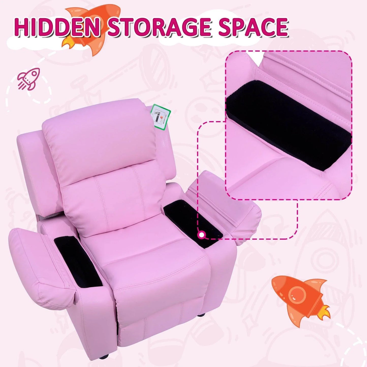 HOMCOM Pink Kids Armchair - ALL4U RETAILER LTD