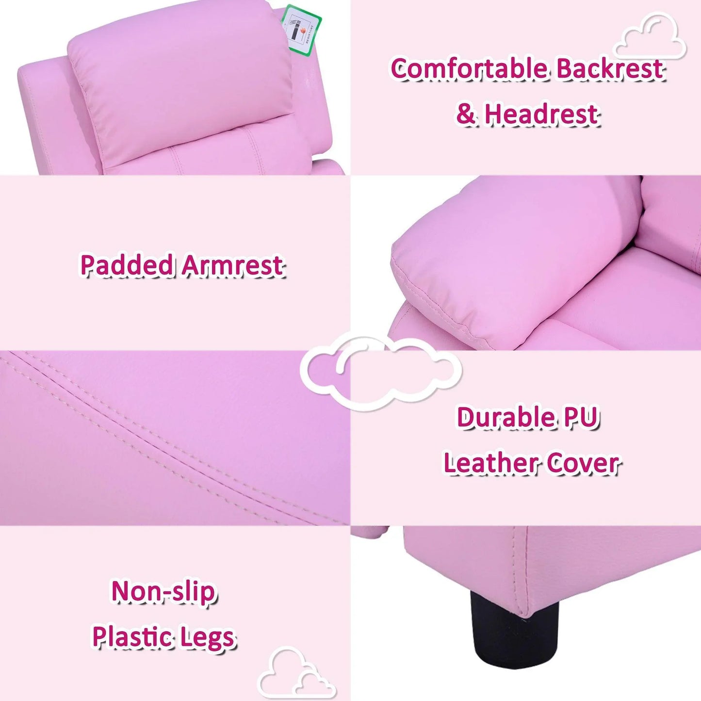 HOMCOM Pink Kids Armchair - ALL4U RETAILER LTD