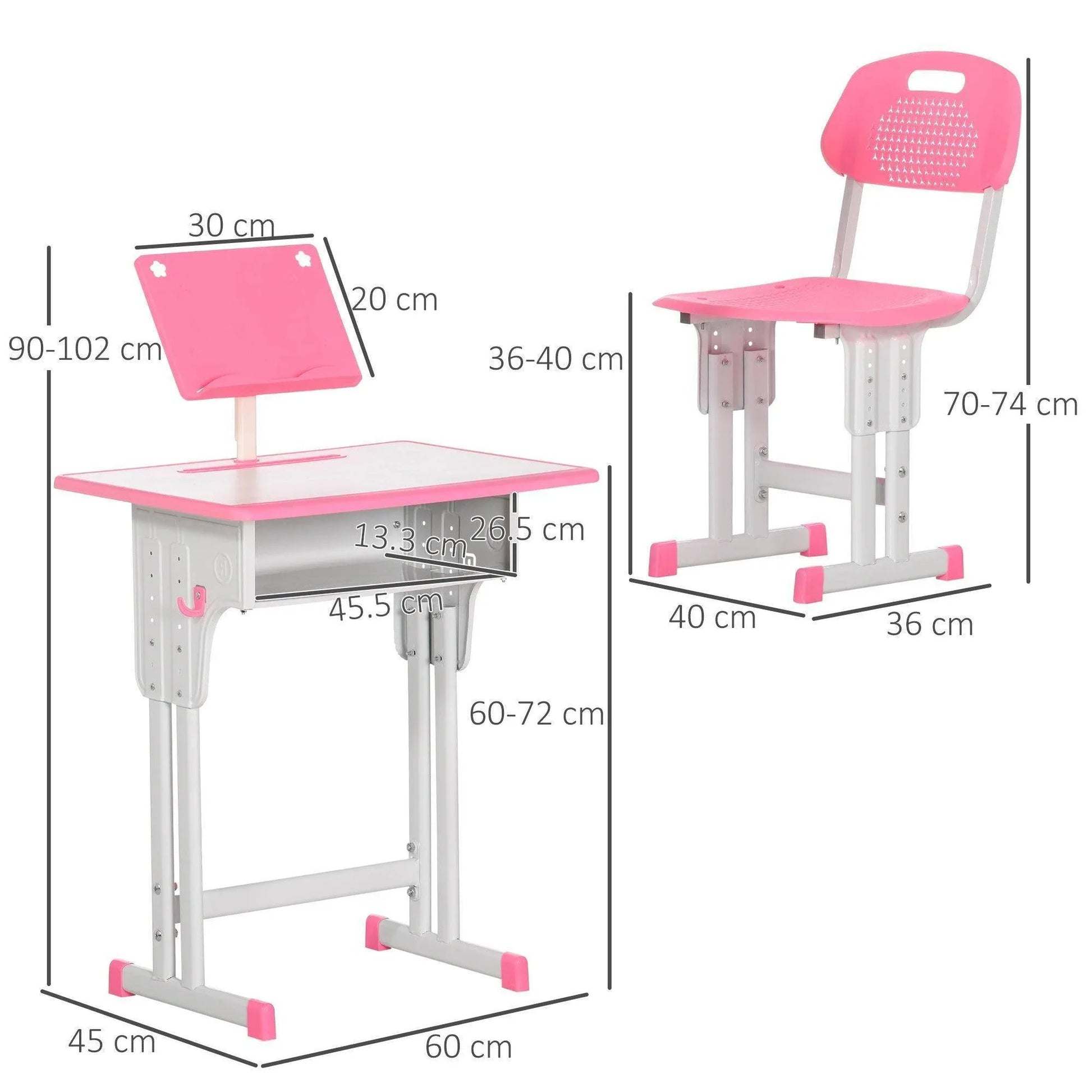 HOMCOM Pink Kids Desk Set - ALL4U RETAILER LTD